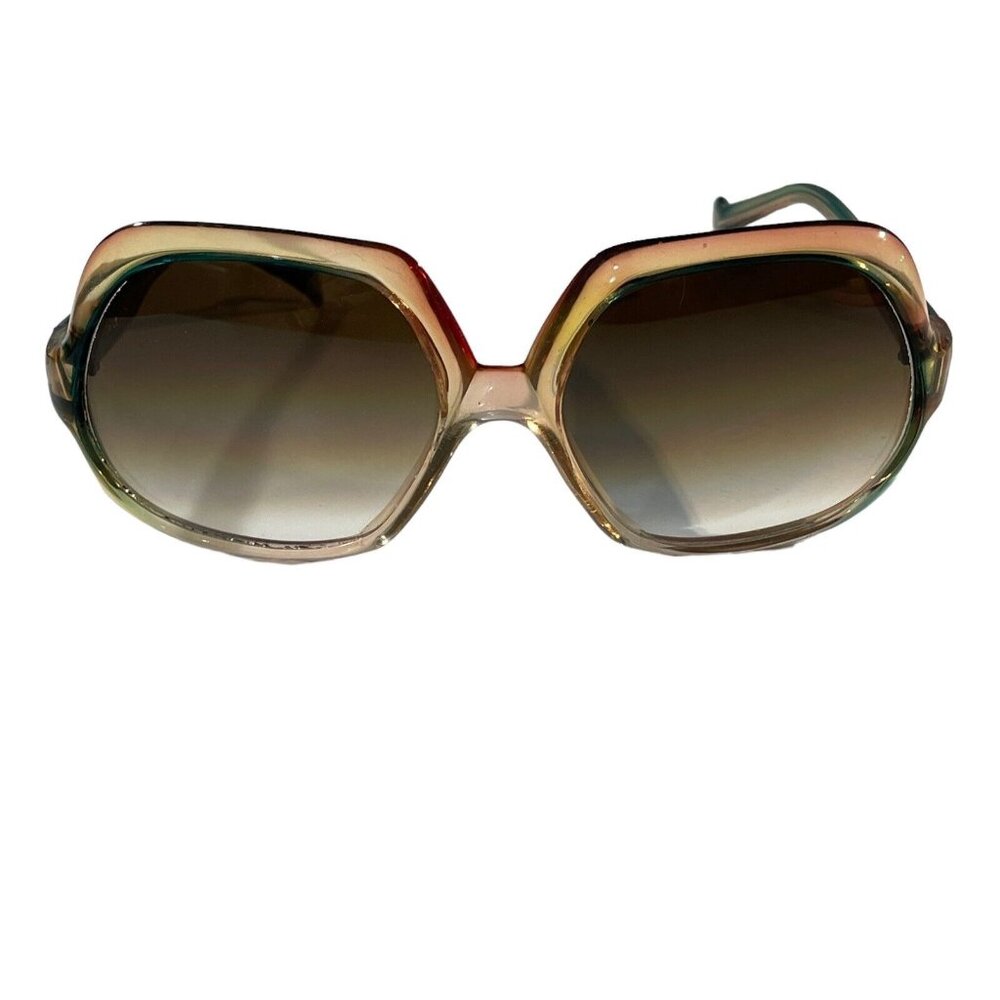 VTGβ Italy Model T 220 Oversized Chunky Square Sun Glasses Frames Only Blue Tan